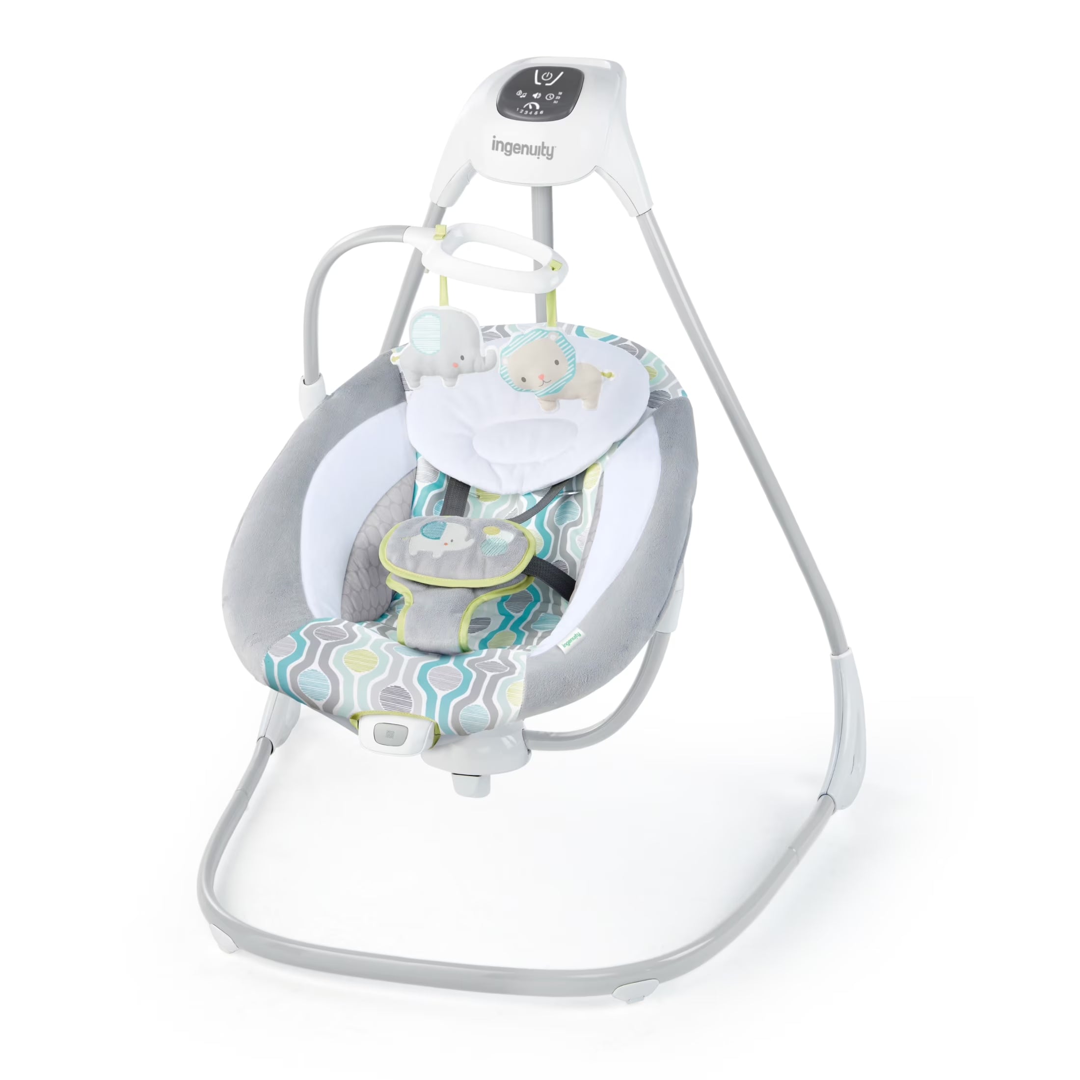 Simplecomfort Baby Swing, Infants, Blue/Green, Vibrating Seat, Multi-Direction, Compact, Everston