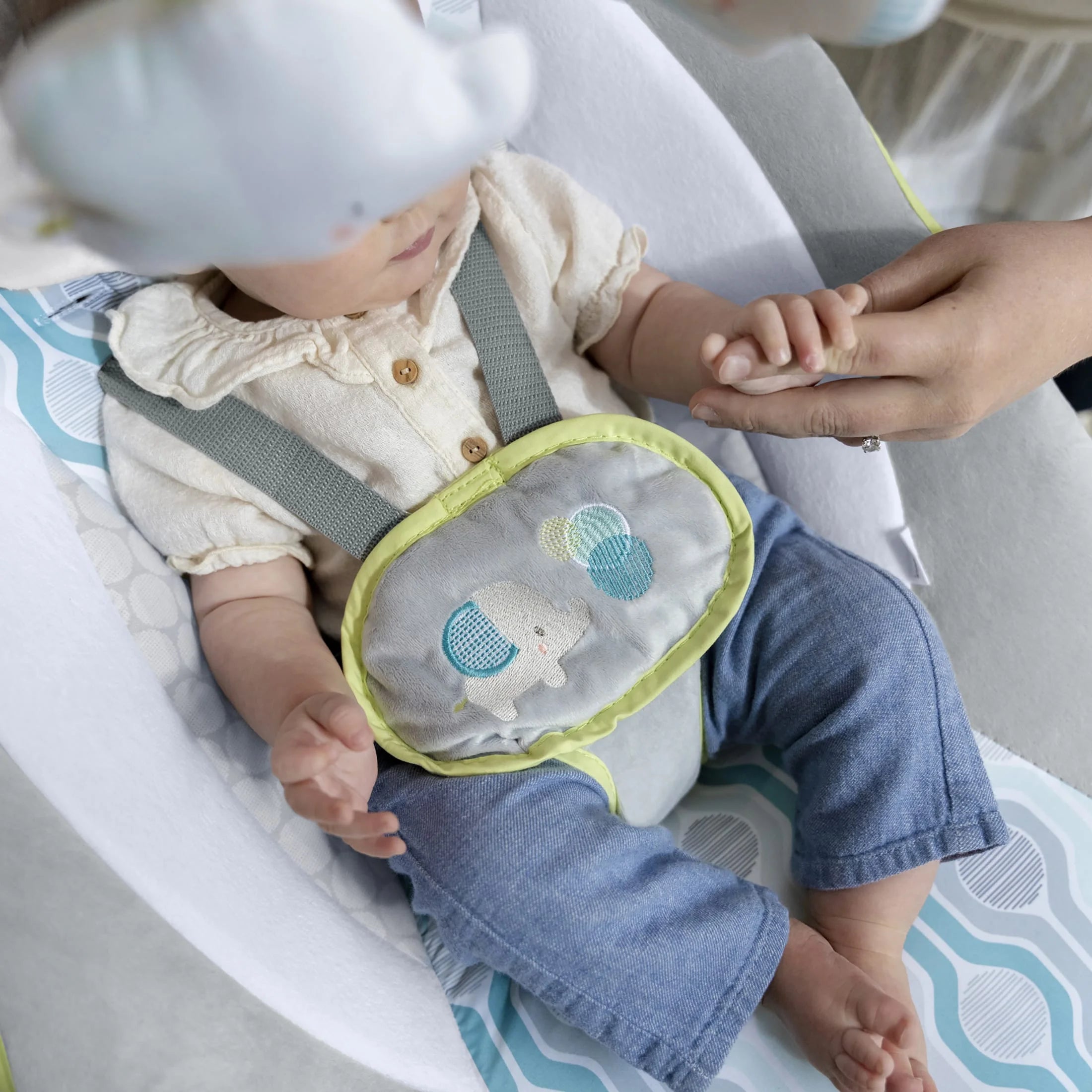 Simplecomfort Baby Swing, Infants, Blue/Green, Vibrating Seat, Multi-Direction, Compact, Everston