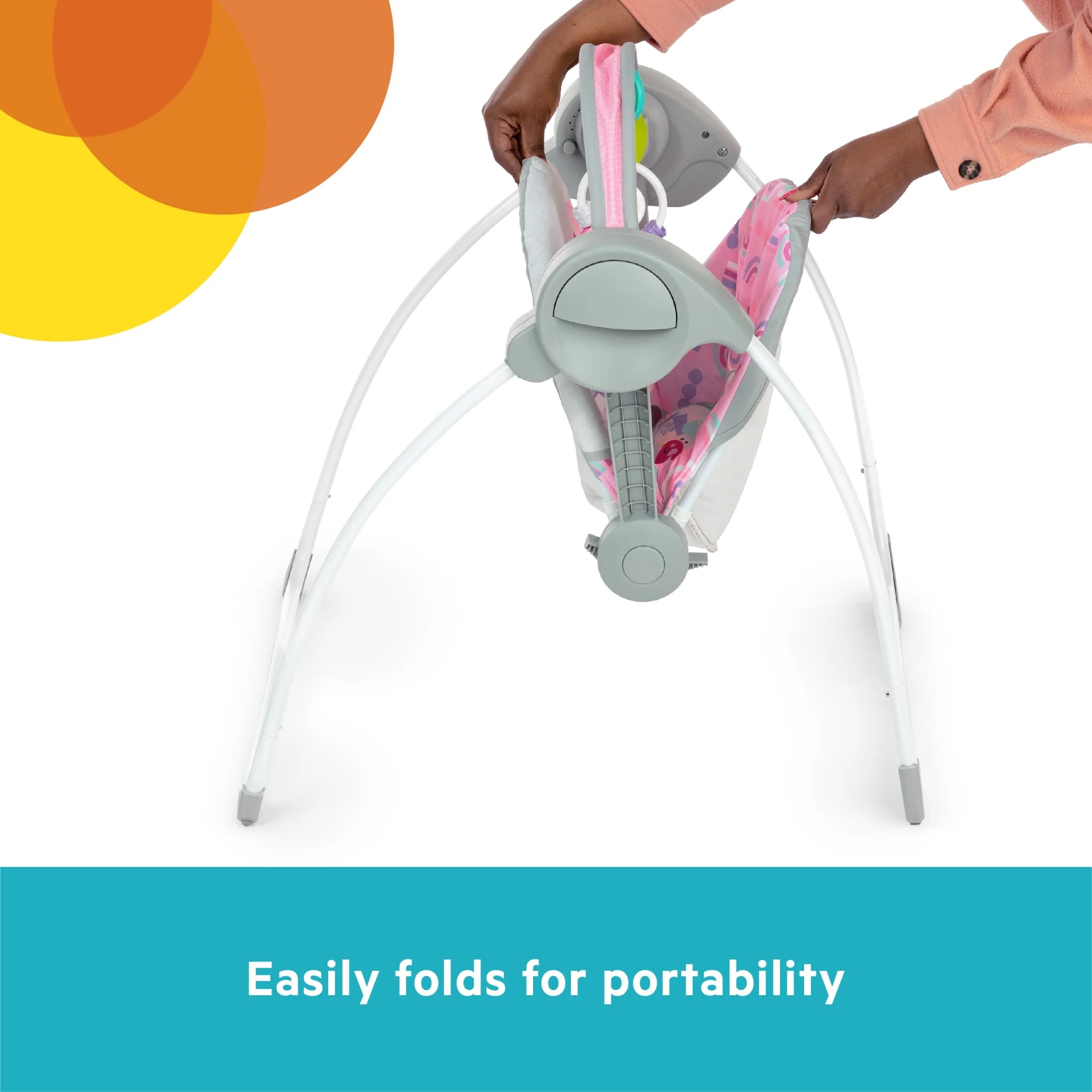 Pink Paradise Portable Compact Baby Swing with Toys, Unisex, Newborn +