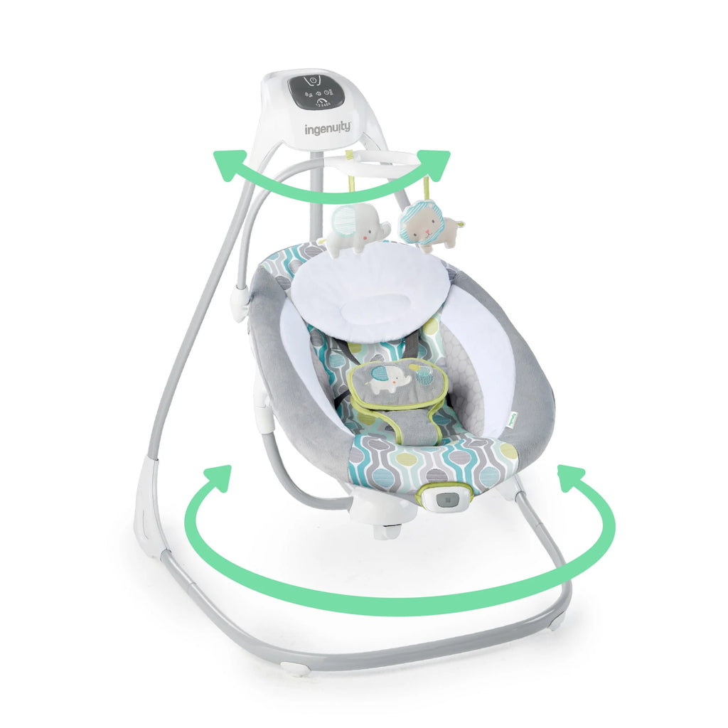 Simplecomfort Baby Swing, Infants, Blue/Green, Vibrating Seat, Multi-Direction, Compact, Everston