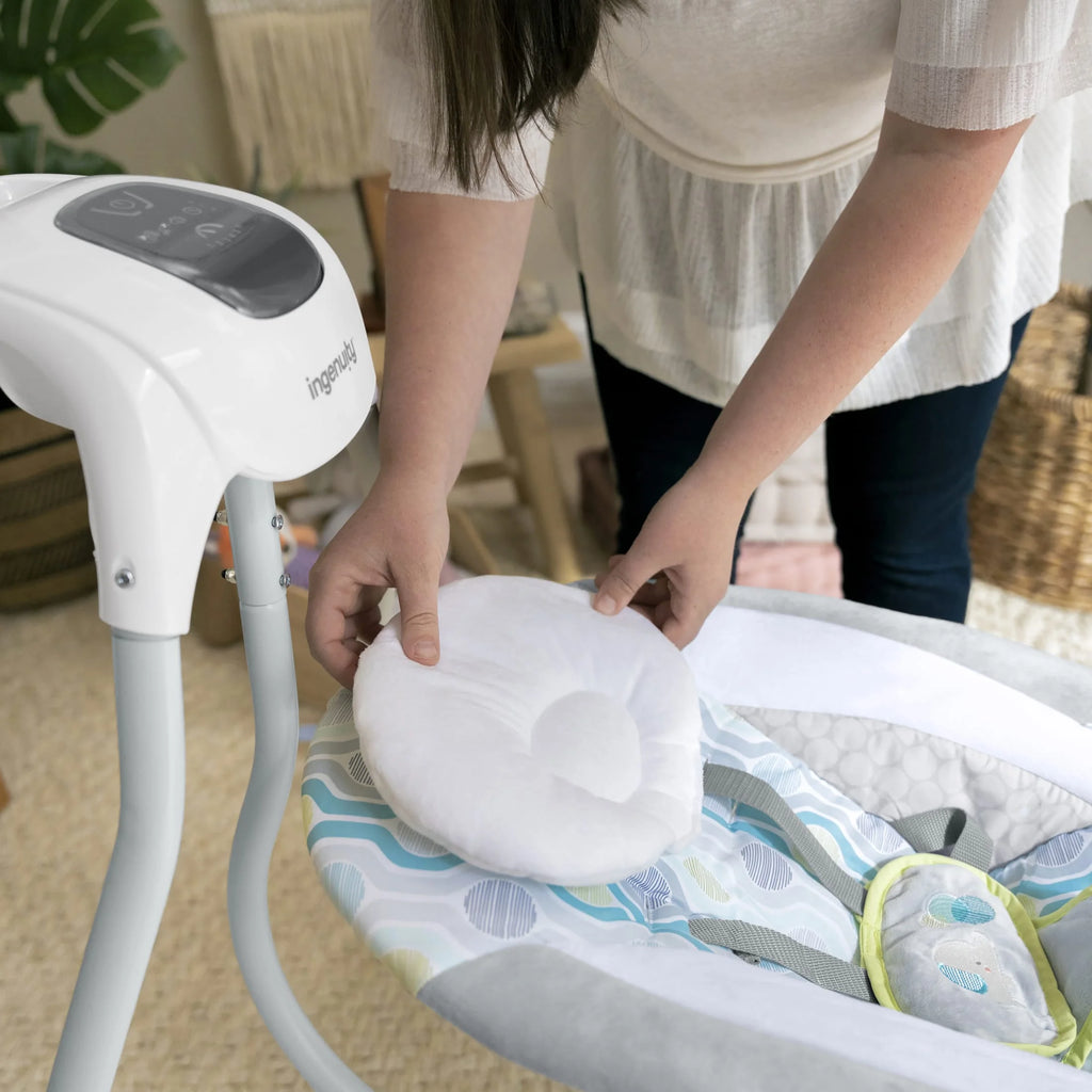 Simplecomfort Baby Swing, Infants, Blue/Green, Vibrating Seat, Multi-Direction, Compact, Everston
